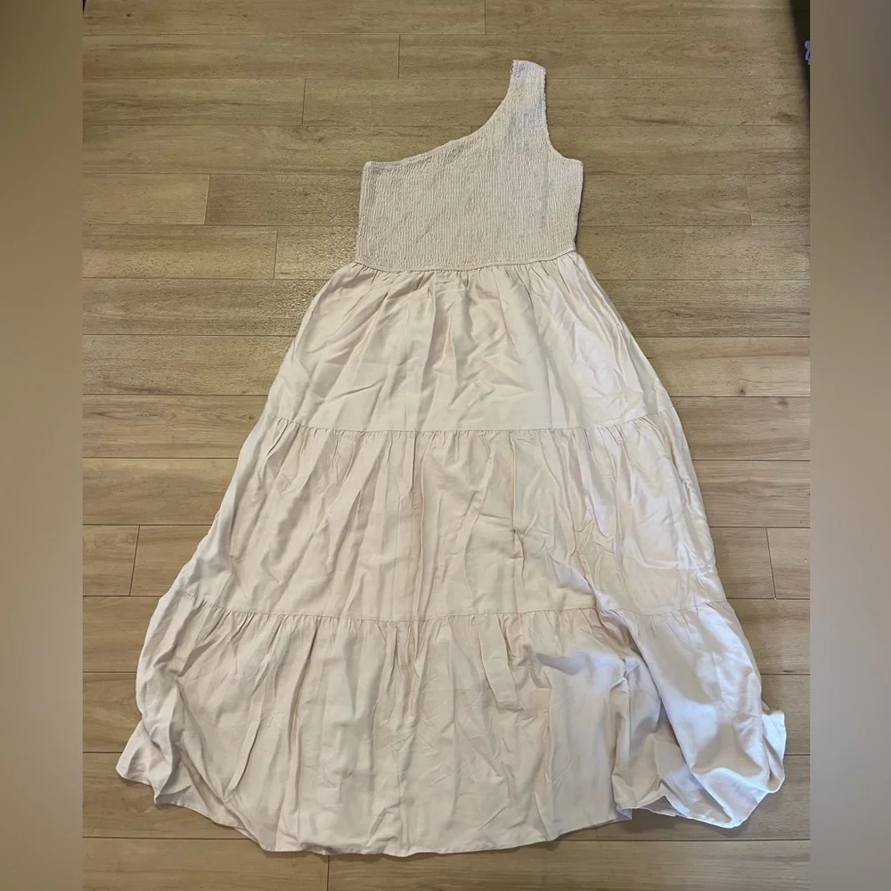 Womens Single Shoulder Strap Dress Cream Colored Size Large NWOT - Picture 7 of 7
